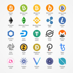 Cryptocurrency icons isolated on white vector