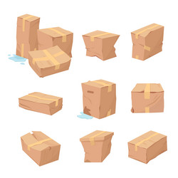 Damaged box delivery crushing poor quality vector