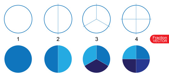 fraction pie clip art for education on white back vector image