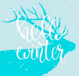 hello winter brush lettering composition vector image