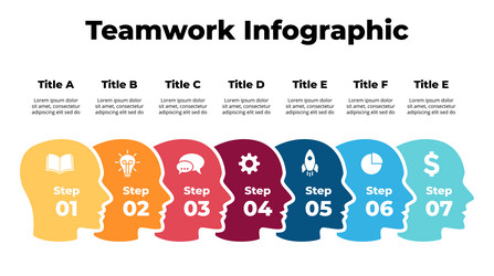 7 human heads infographic group of people vector image