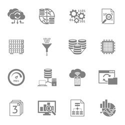 database analytics black icons set vector image