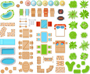 landscape elements top view vector image