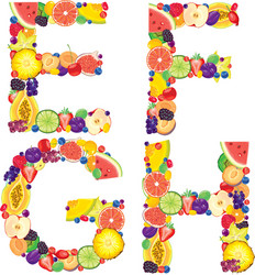 alphabet from fruit efgh vector image