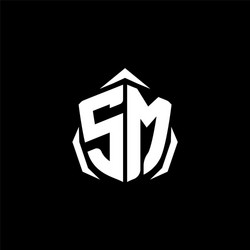 sm monogram shield shape style vector image