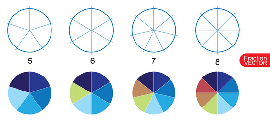 fraction pie clip art for education on white back vector image