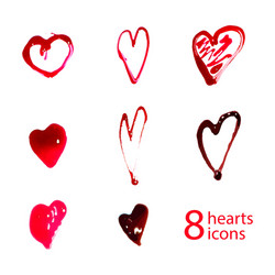 hand drawn hearts set vector image