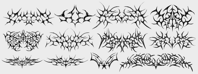 neo tribal tattoo shapes collection set of cyber vector image