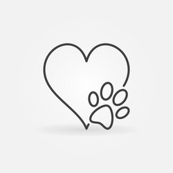 heart with dog paw icon vector image