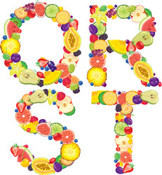 alphabet from fruit qrst vector image