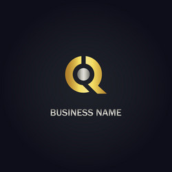 round q initial gold logo vector image