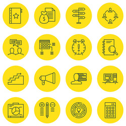 set of 16 project management icons includes time vector image