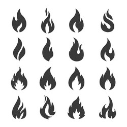 set of flame fire design vector image