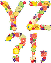 alphabet from fruit xz vector image