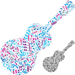 bright acoustic guitar filled with musical notes vector image