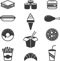 black fast food icons vector image