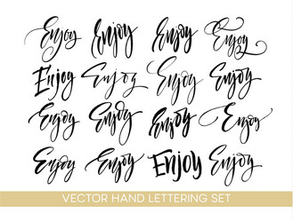 enjoy handwriting calligraphy set hand drawing vector image