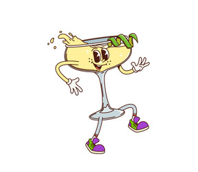 cartoon retro groovy daiquiri cocktail character vector image