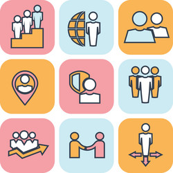 human resources and management thin line icons set vector image