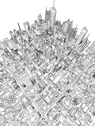 Futuristic city wireframe vector