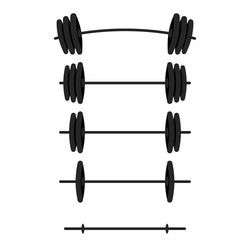 black barbells with different weight set for gym vector image