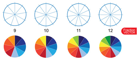 fraction pie clip art for education on white back vector image