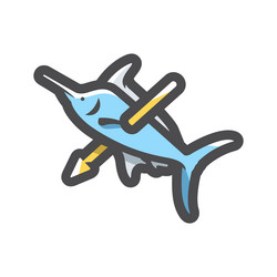 spearfishing marlin harpoon icon cartoon vector