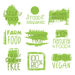 farm vegan food green set of label vector image