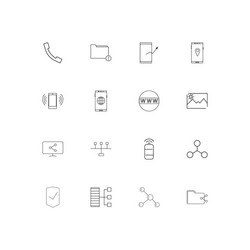 network and database linear thin icons set vector image