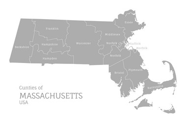 highly detailed gray map of massachusetts us vector image