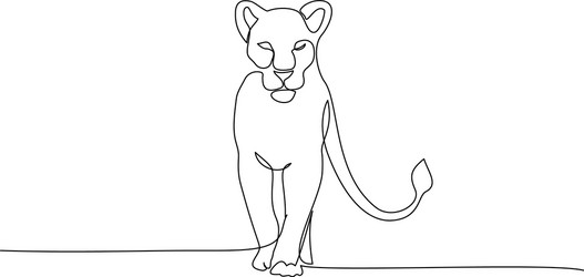 lioness standing continuous one line drawing art vector image