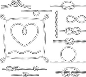 rope frames and knots - borders corners vector image