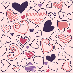 seamless background hand drawn stylized hearts vector image