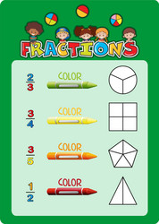 math fractions worksheet template vector image