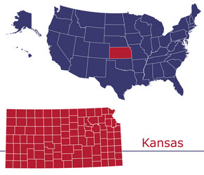 kansas map counties with usa vector image