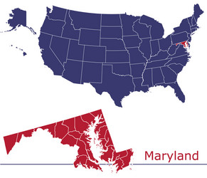 maryland map counties with usa vector image