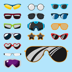 fashion set sunglasses accessory sun spectacles vector image