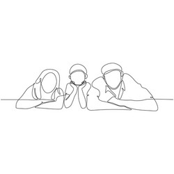 continuous line drawing happy family vector image