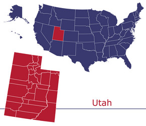 utah map counties with usa vector image