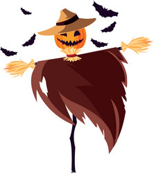 halloween scarecrow character icon vector image