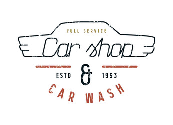 car shop and wash emblem vector image