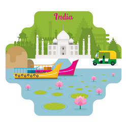 india travel and attraction landmarks vector image