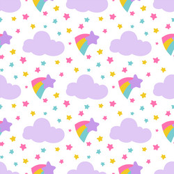 cute baby seamless pattern with stars clouds vector image