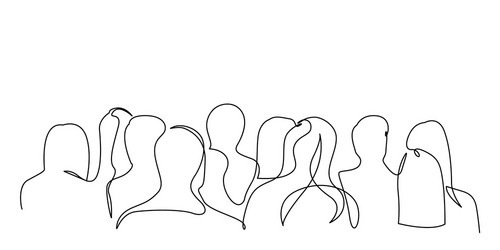 continuous one line silhouette a crowd vector image