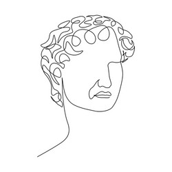 continuous one line face statue david vector image