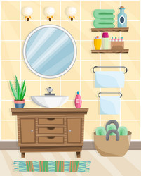 bathroom interior with washbasin in flat style vector image