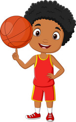 cartoon african american playing basketball vector image