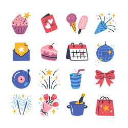 party colorful icon set vector image