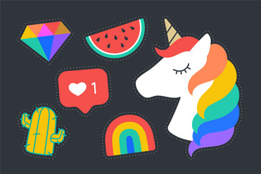 fun stickers colorful design vector image