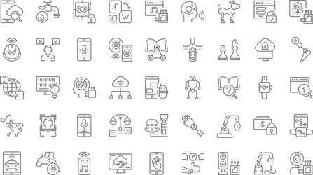 set simple icons artificial intelligence vector image